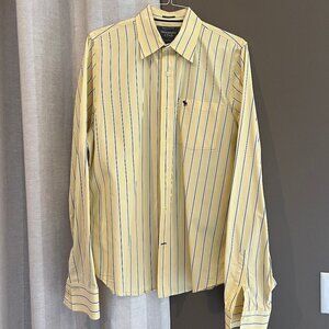 Abercrombie & Fitch Button Down Muscle Shirt Long Sleeve Yellow stripe, Size XXL